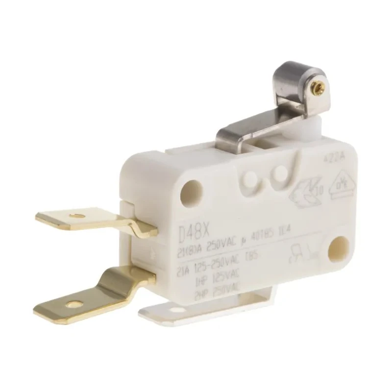 ZF Short Roller Lever Micro Switch, Tab Terminal, SPDT, 21A, 250V AC, IP40 D489-V3RA