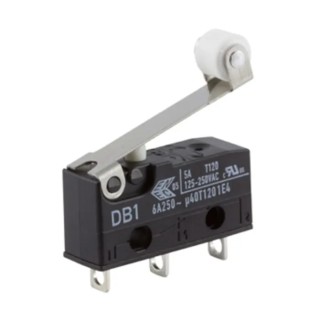 ZF Roller Lever Micro Switch, Solder Terminal, 6A, 250 V ac, SPDT, IP50 DB1C-A1RC