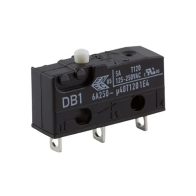 ZF Button Micro Switch, Solder Terminal, 6A, 250 V AC, SPDT Contact Configuration, IP50 Rated DB1C-A1AA