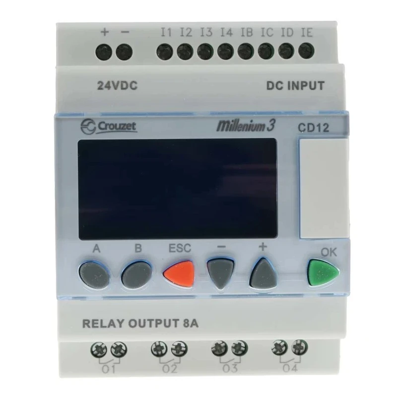 Crouzet CD12 Series Logic Control with 8 Digital and Analogue Inputs, 4 Relay Outputs, 24V DC Supply CD12