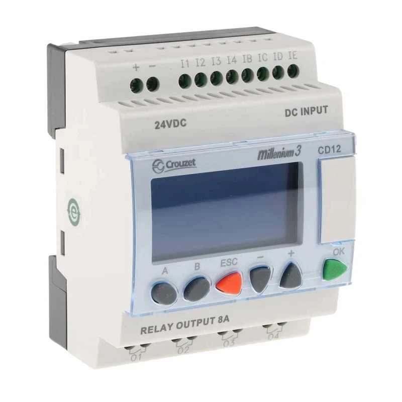 Crouzet CD12 Series Logic Control with 8 Digital and Analogue Inputs, 4 Relay Outputs, 24V DC Supply CD12