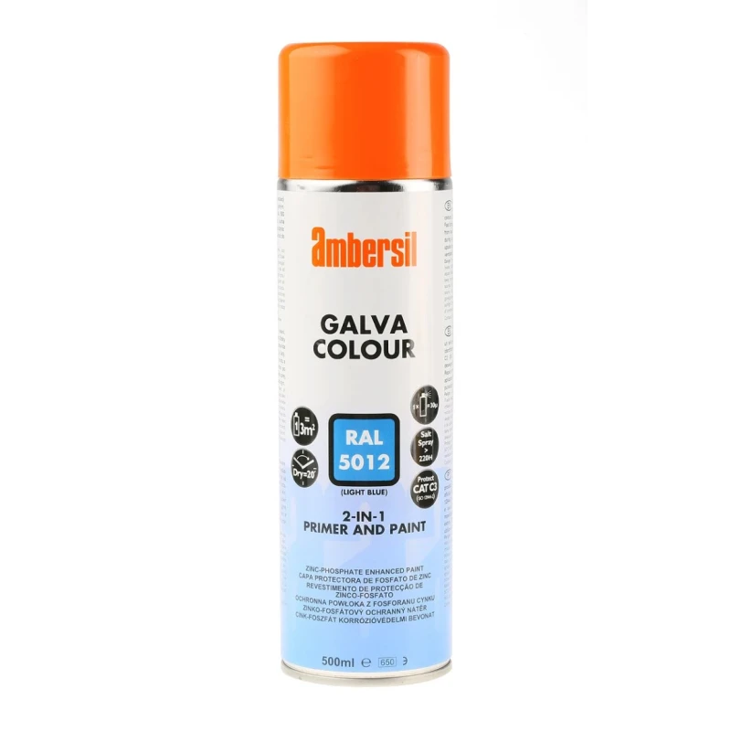 Ambersil 500 ml RAL 5012 Blue Satin Spray Paint, Water Base, ISO 12944-2/NPR 7452 Compliant 6190011533