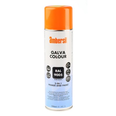 Ambersil 500 ml RAL 9005 Black Satin Spray Paint with Zinc-Phosphate Formulation 6190011536