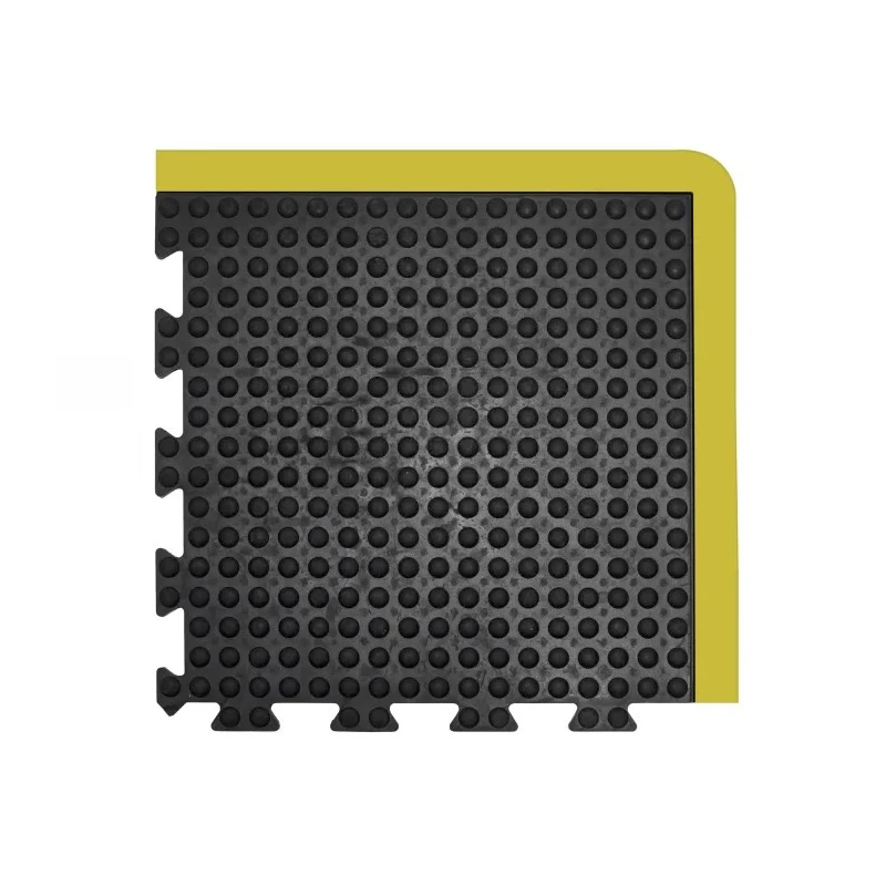Coba Europe Interlocking Natural Rubber Anti-Fatigue Mat 500mm x 500mm x 13.5mm, Yellow and Black BF010709
