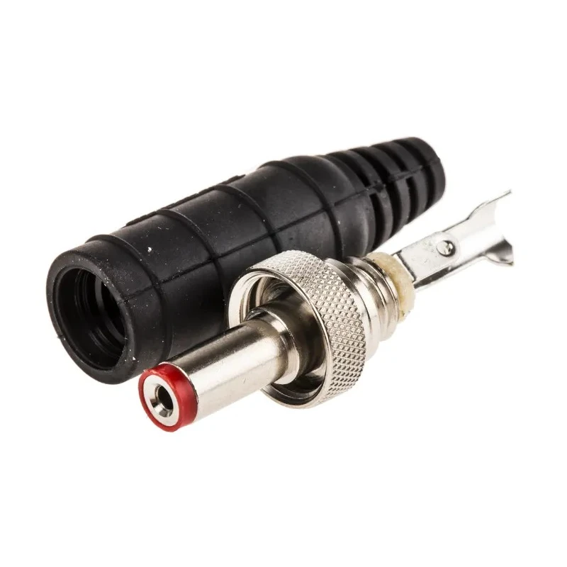 Switchcraft Straight DC Jack 5A, 30V, Cable Mount, Length 57 mm, Nickel Plated, IP68 767KS15