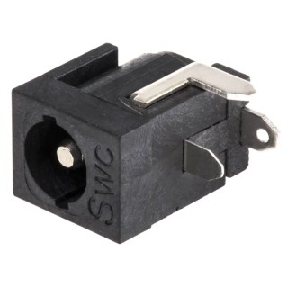 Switchcraft Right Angle DC Socket 5A 24V PCB Mount with Silver Contact Plating RAPC712BK