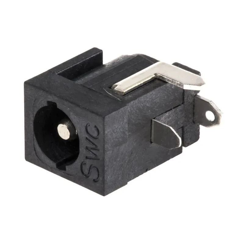Switchcraft Right Angle DC Socket 5A 24V PCB Mount with Silver Contact Plating RAPC712BK
