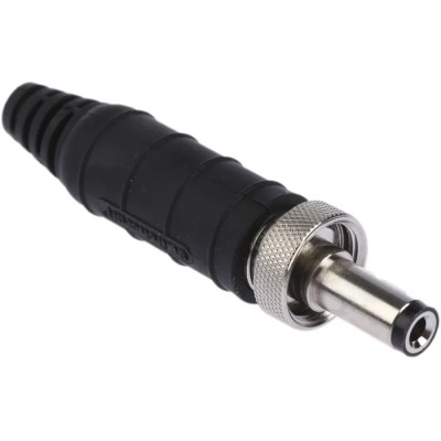 Switchcraft Straight DC Jack 5A, 24V, Nickel Plated, Cable Mount, Length 57mm, IP68 761KS15