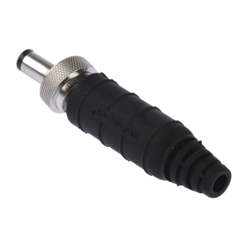 Switchcraft Straight DC Jack 5A, 24V, Nickel Plated, Cable Mount, Length 57mm, IP68 761KS15