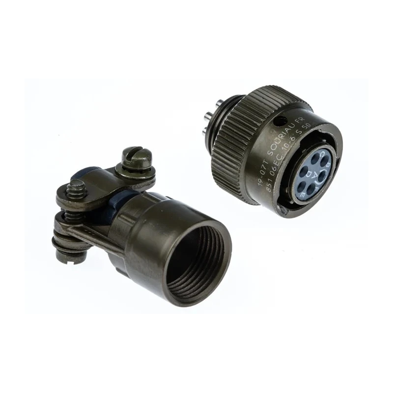 Souriau Sunbank by Eaton MIL Spec Circular Connector 6 Way Cable, Copper Alloy Straight, 500V, 7.5A, Series 851 85106EC106S50