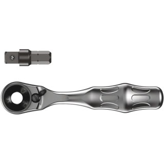 Wera Zyklop 1/4 in Ratchet with Ratchet Handle, Steel, 87mm Overall Length, Hex Drive Type, 126g Lightweight 05073230001