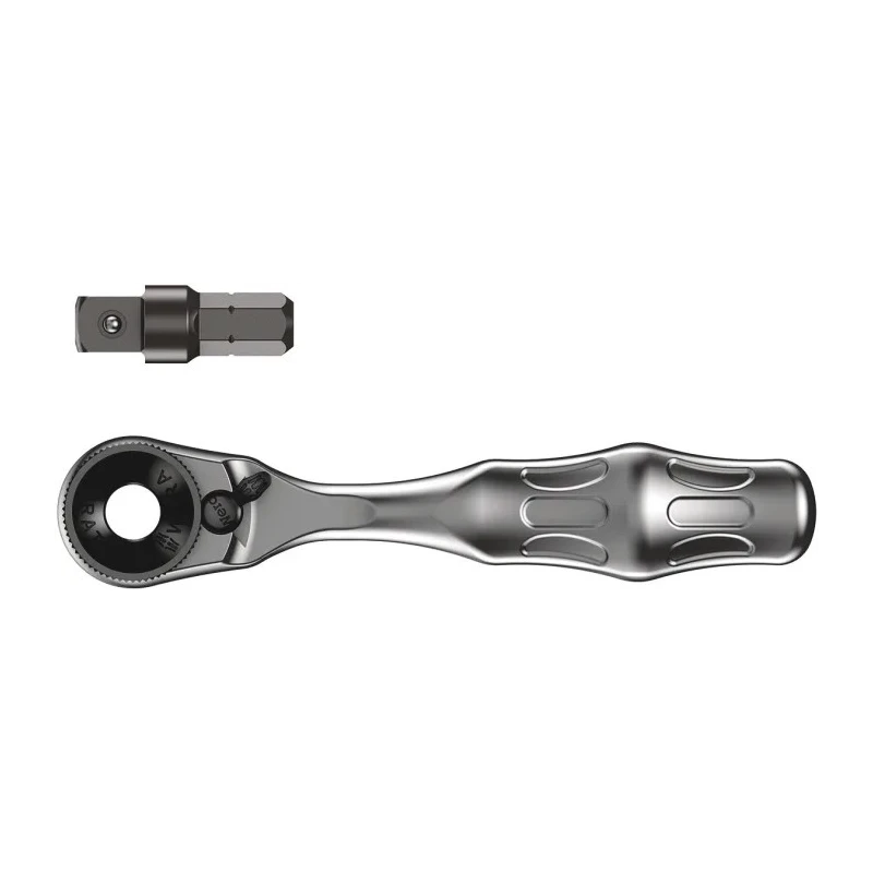 Wera Zyklop 1/4 in Ratchet with Ratchet Handle, Steel, 87mm Overall Length, Hex Drive Type, 126g Lightweight 05073230001