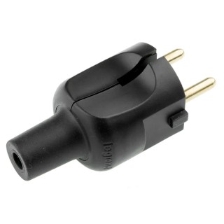 Legrand 16A 230V Germany France Mains Plug Black Plastic Body Cable Mount Screw Termination 0 504 51