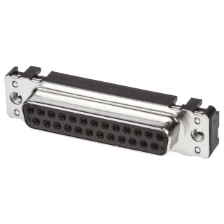 HARTING D-Sub Standard 25 Way Straight 2.76 mm Pitch Through Hole D-Sub Connector with M3 Threaded Insert Female 09663117501