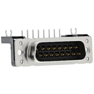 HARTING 15 Way Right Angle 2.74 mm Pitch Through Hole D-Sub Connector with Board Lock Male 09652627811