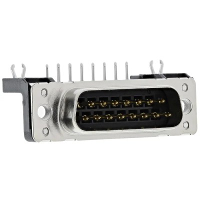HARTING 15 Way Right Angle 2.74 mm Pitch Through Hole D-Sub Connector with Board Lock Male 09652627811