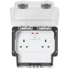 MK Electric 13A White 2 Gang Plug Socket Indoor & Outdoor Type G British K56488WHI