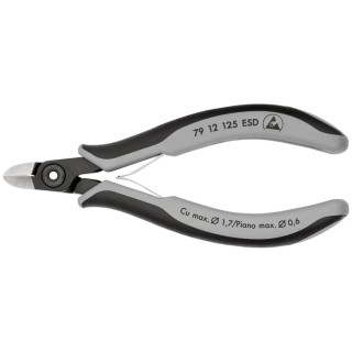 Knipex Heavy Duty Electronic Side Cutter With Bevel, ESD Safe, 125mm Overall Length, Jaw Width 10mm, Model 79 12 125 ESD