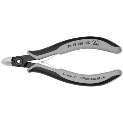 Knipex Heavy Duty Electronic Side Cutter With Bevel, ESD Safe, 125mm Overall Length, Jaw Width 10mm, Model 79 12 125 ESD