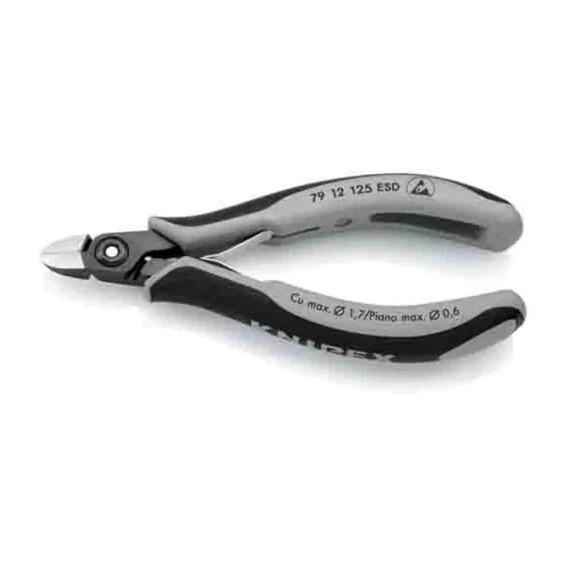 Knipex Heavy Duty Electronic Side Cutter With Bevel, ESD Safe, 125mm Overall Length, Jaw Width 10mm, Model 79 12 125 ESD