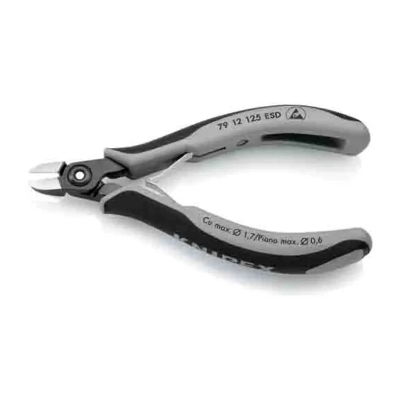 Knipex Heavy Duty Electronic Side Cutter With Bevel, ESD Safe, 125mm Overall Length, Jaw Width 10mm, Model 79 12 125 ESD