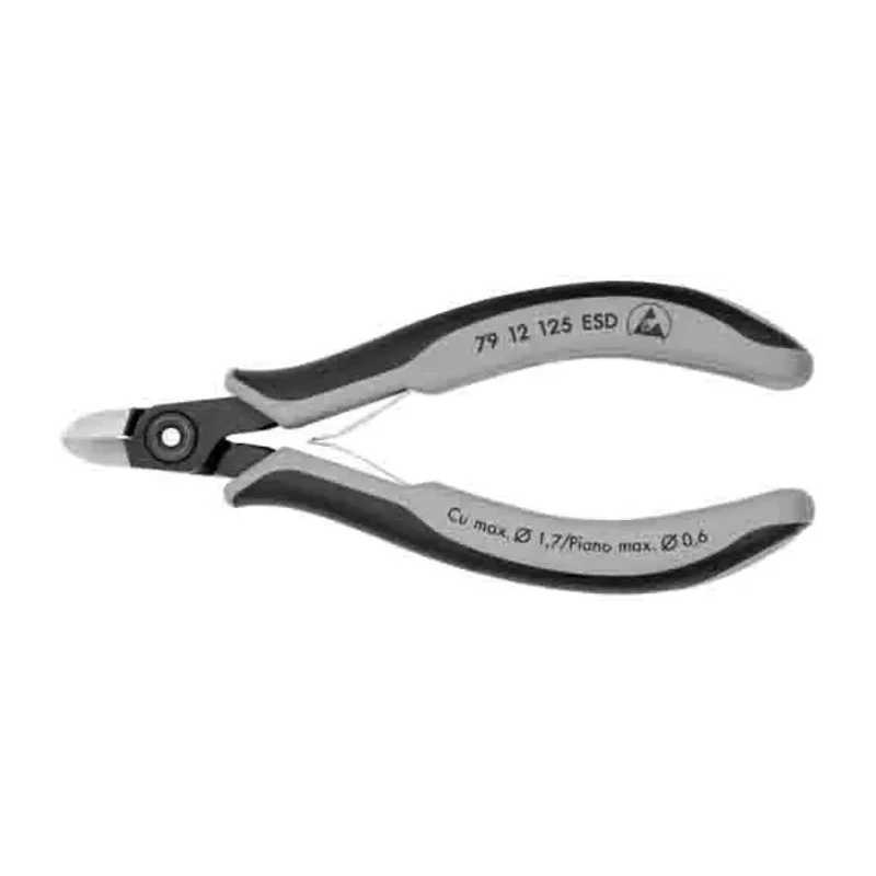 Knipex Heavy Duty Electronic Side Cutter With Bevel, ESD Safe, 125mm Overall Length, Jaw Width 10mm, Model 79 12 125 ESD