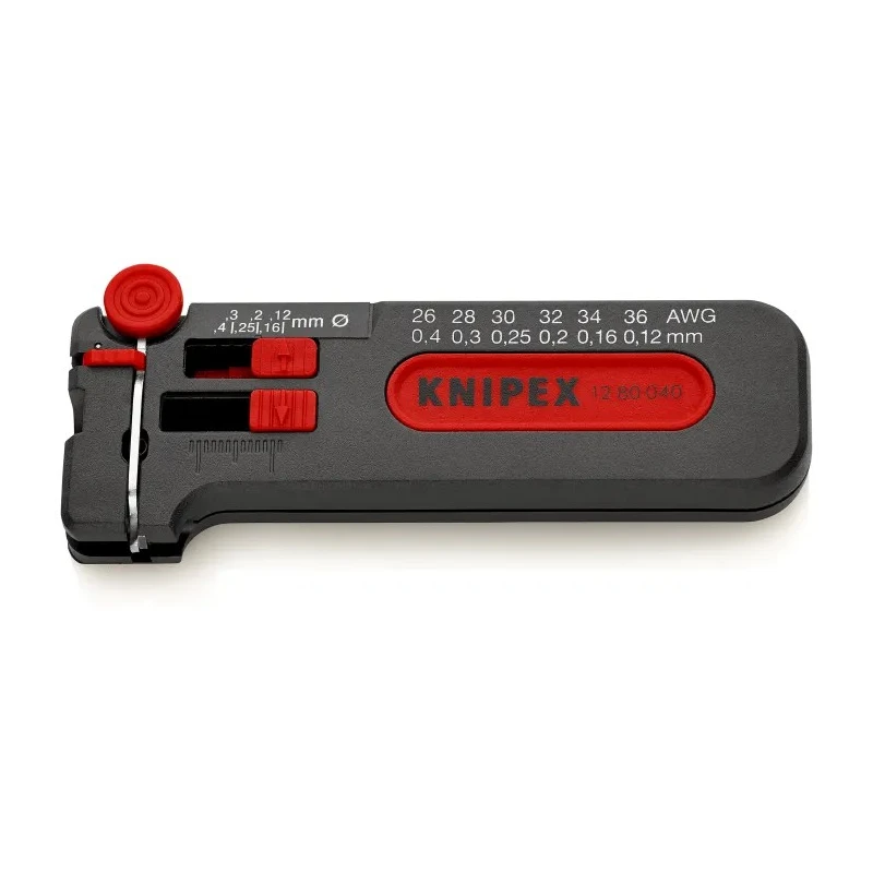 Knipex Mini Stripping Tool Insulated Handle 0.12 to 0.4 mm² Stripping Range 100mm Overall Length 12 80 040 RS