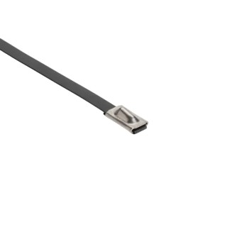 HellermannTyton Non-Releasable Cable Tie, Polyester Coated Stainless Steel, Black, 362 mm x 111-00290 MBT14SFC-SP/SS316-BK