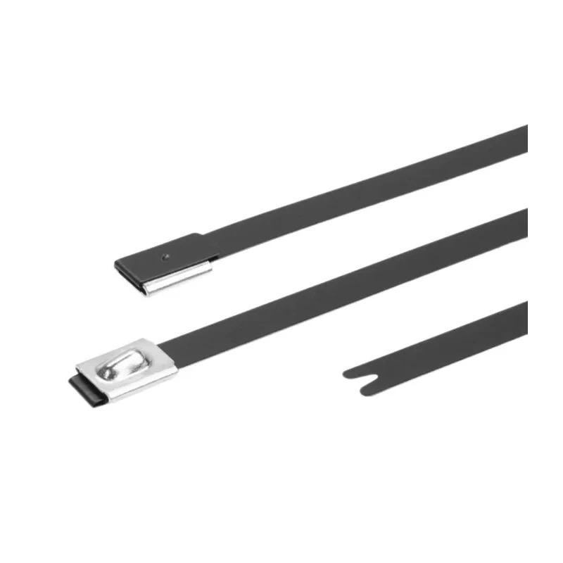 HellermannTyton Non-Releasable Cable Tie, Polyester Coated Stainless Steel, Black, 362 mm x 111-00290 MBT14SFC-SP/SS316-BK