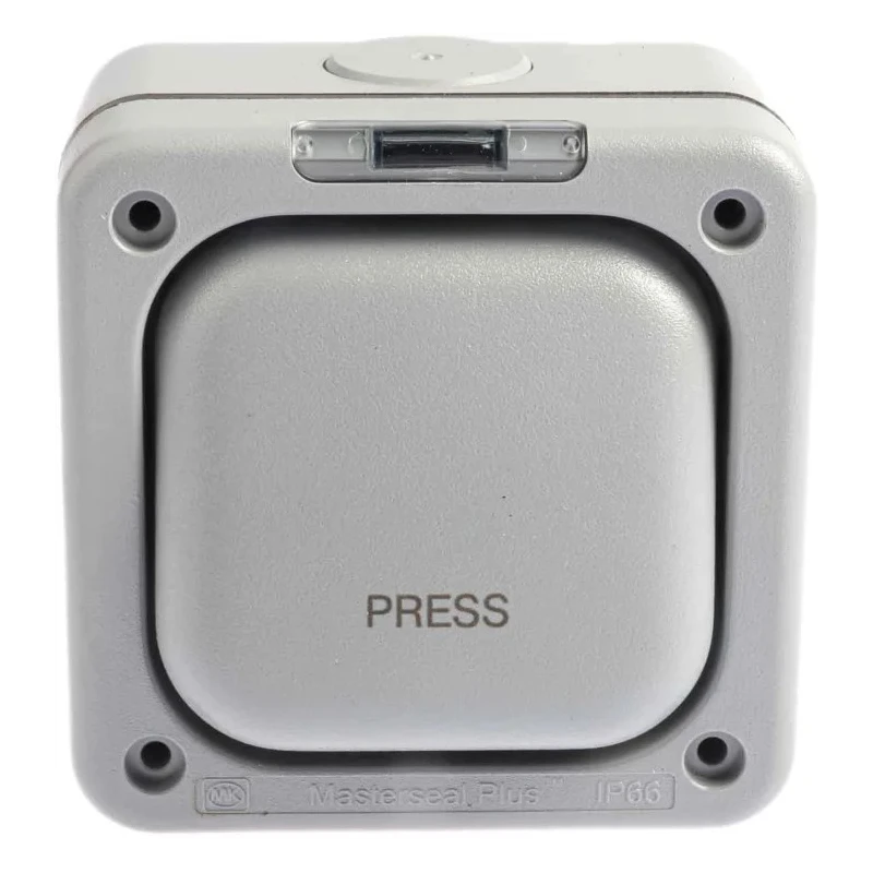 MK Electric Grey 2 Way Light Switch 1 Gang Polycarbonate Flush Mount 10A 250V IP66 Masterseal K56408GRY