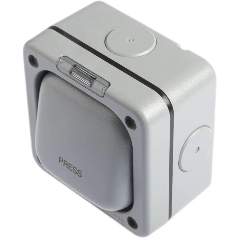 MK Electric Grey 2 Way Light Switch 1 Gang Polycarbonate Flush Mount 10A 250V IP66 Masterseal K56408GRY