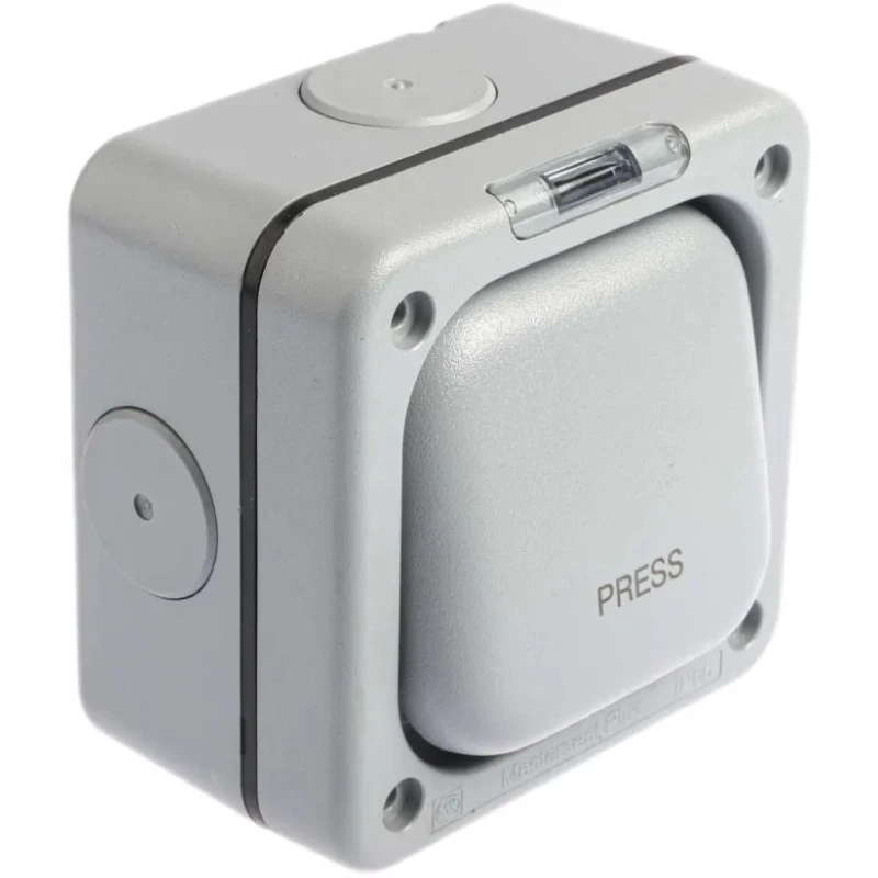 MK Electric Grey 2 Way Light Switch 1 Gang Polycarbonate Flush Mount 10A 250V IP66 Masterseal K56408GRY