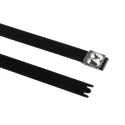 HellermannTyton Roller Ball Cable Tie, Polyester Coated Stainless Steel, 362 mm x 12.3 mm 111-00299 MBT14XHFC-SP/SS316-BK