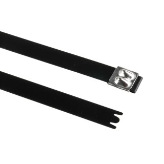HellermannTyton Roller Ball Cable Tie, Polyester Coated Stainless Steel, 362 mm x 12.3 mm 111-00299 MBT14XHFC-SP/SS316-BK
