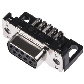 HARTING D-Sub 9 Way Right Angle 2.74 mm Pitch Through Hole D-Sub Connector with M3 Threaded Insert Female 09661127601
