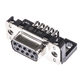 HARTING D-Sub 9 Way Right Angle Through Hole Connector 2.74 mm Pitch Board Lock Female 09661527611