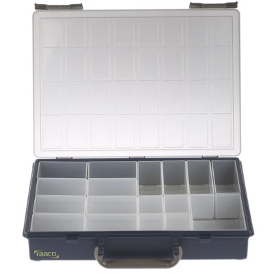Raaco 17 Cell Grey Transparent Polypropylene Compartment Box 57 mm x 340 mm x 265 mm 136228