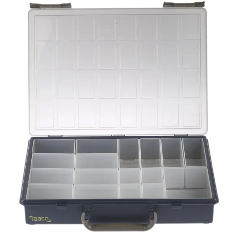Raaco 17 Cell Grey Transparent Polypropylene Compartment Box 57 mm x 340 mm x 265 mm 136228