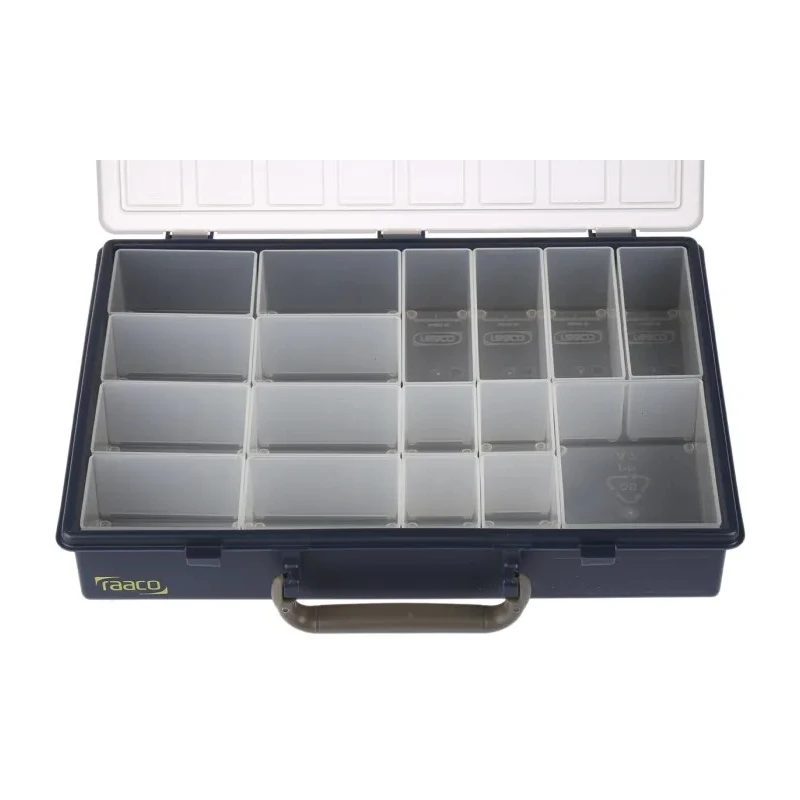 Raaco 17 Cell Grey Transparent Polypropylene Compartment Box 57 mm x 340 mm x 265 mm 136228