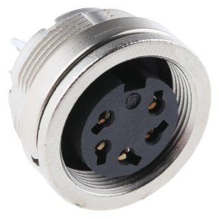 binder Circular Connector 5 Contacts Panel Mount M16 Plug Female IP67 250V 6A Nylon Housing 723 Series 09-0116-00-05