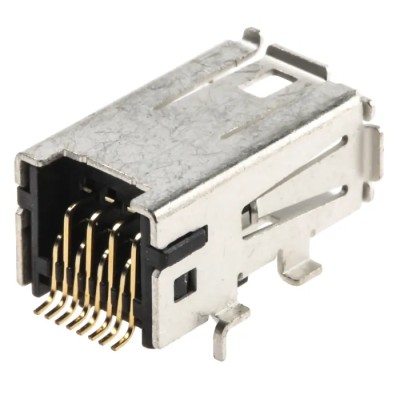 TE Connectivity Surface Right Angle Mini I/O Connector Female Unshielded 30 V 0.5 A 1981080-1