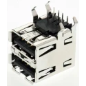 TE Connectivity Right Angle Through Hole Female 2 Port USB Type A Connector 30V IP20 USB 2.0 1903815-1