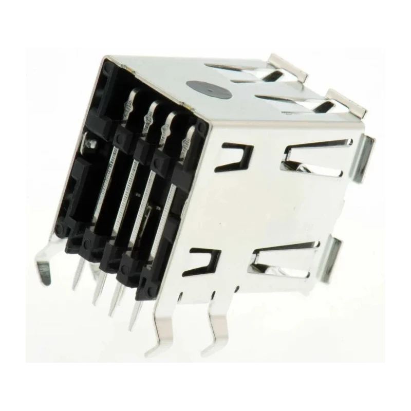 TE Connectivity Right Angle Through Hole Female 2 Port USB Type A Connector 30V IP20 USB 2.0 1903815-1