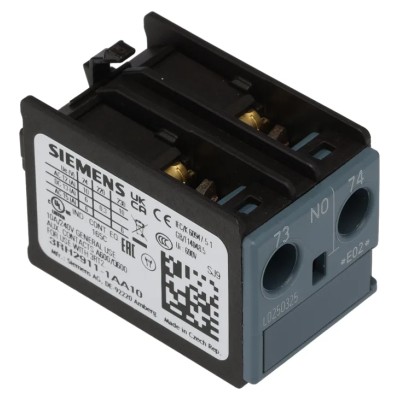Siemens Auxiliary Contact 1 Contact 1 NO Snap-On 10A 250V DC 690V AC 3RH2911-1AA10