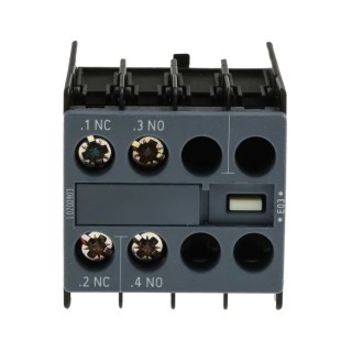 Siemens Auxiliary Contact, 2 Contact, 1 NO/1 NC, Snap-On Mount, 10 A, 250 V DC, 690 V AC, 3RH2911-1HA11
