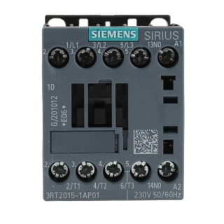 Siemens 3RT2 Contactor, 230V AC Coil, 3-Pole, 7 A, 3 kW Power Rating, 3 NO, 400V AC Contact Voltage 3RT2015-1AP01