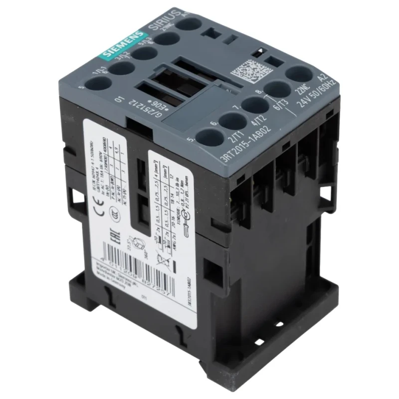 Siemens 3RT2 Series Contactor 24V AC Coil, 3-Pole, 7A, 3 kW, 400V AC 3RT2015-1AB02