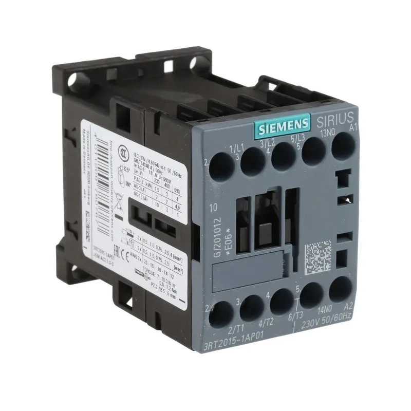 Siemens 3RT2 Contactor, 230V AC Coil, 3-Pole, 7 A, 3 kW Power Rating, 3 NO, 400V AC Contact Voltage 3RT2015-1AP01