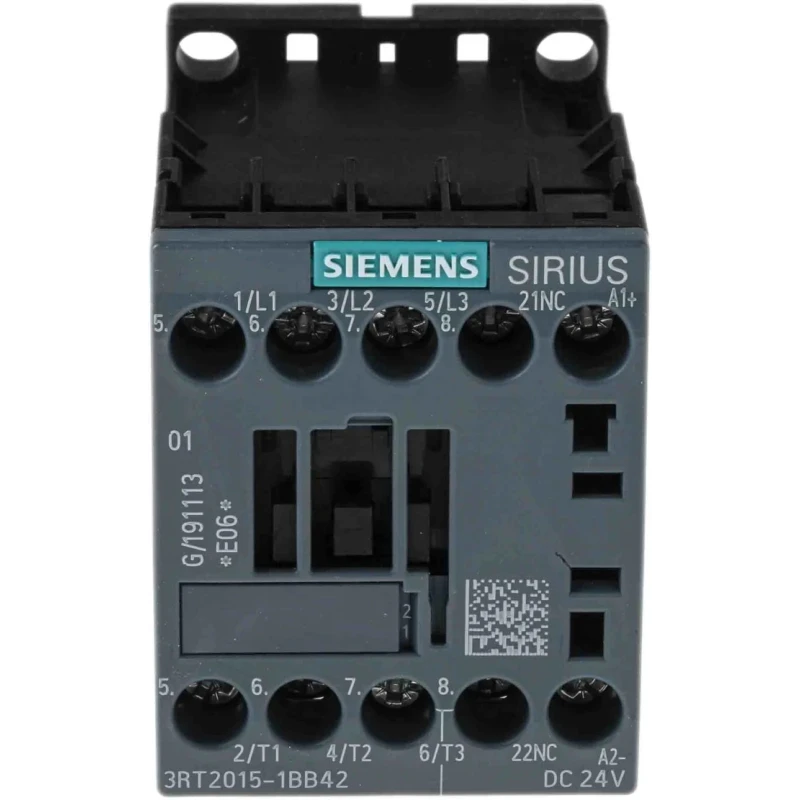 Siemens 3RT2 Contactor 3RT2015-1BB42, 24V DC Coil, 3-Pole, 7 A, 3 kW, 3 NO, 400V AC
