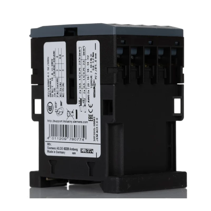 Siemens 3RT2 3-Pole Contactor, 24V dc Coil, 7 A, 3 kW Power Rating, 1 NO, 400V ac 3RT2015-1BB41